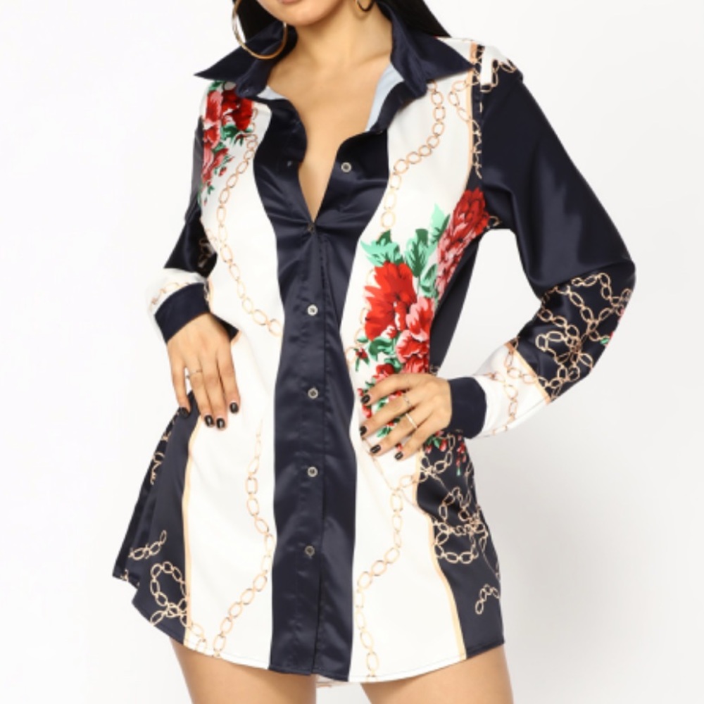 NWOT Fashion Nova Button Down Shirt Dress Floral